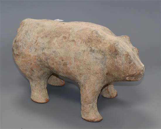 A Han style pottery figure of a bear 34cm long